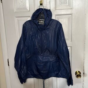 Totes Women’s Blue Pullover Windbreaker Hood Jacket Long Sleeve Half Zipper XL
